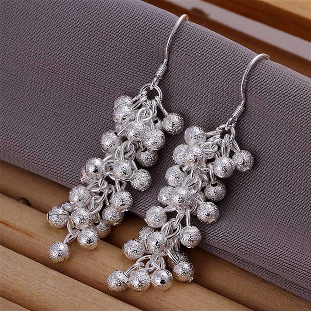 Feshionn IOBI Earrings Earrings ON SALE - Tiny Dangling Grape Beads Sterling Silver Earrings