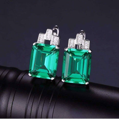 Feshionn IOBI Earrings Emerald Earrings Heritage 8CT Emerald Cut Simulated Russian Emerald IOBI Precious Gems Earrings