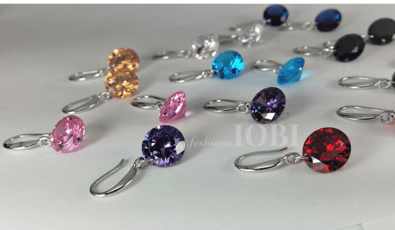Feshionn IOBI Earrings Exotic Obsidian Naked IOBI Crystals Drill Earrings - 10mm