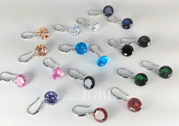 Feshionn IOBI Earrings Exotic Obsidian Naked IOBI Crystals Drill Earrings - 10mm