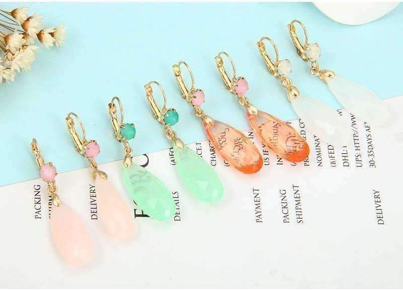 Feshionn IOBI Earrings Fascinating Long Teardrop Bead and CZ Dangle Earrings ~ Six Colors to Choose!