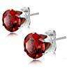 Feshionn IOBI Earrings Fire Red Colorful Zirconia Diamonds Studs - Six Colors to Choose From!
