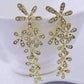 Feshionn IOBI Earrings Flower Crystal Drop Chandelier Earrings in Yellow or White Gold