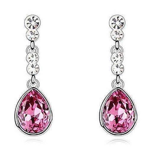 Feshionn IOBI Earrings Fuschia Pink IOBI Crystals Dew Drop Earrings - Choose Your Color