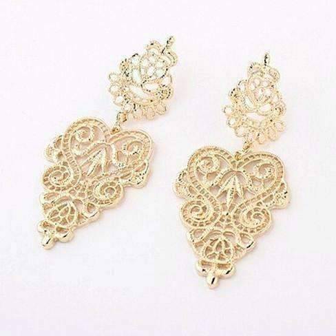 Feshionn IOBI Earrings Gold Filigree Lace Earrings in Silver or Gold