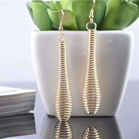 Feshionn IOBI Earrings Gold Gold Coil Drop Earrings
