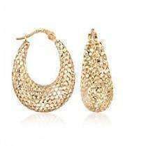 Feshionn IOBI Earrings Gold Puffed Design Mesh Hoop Earrings