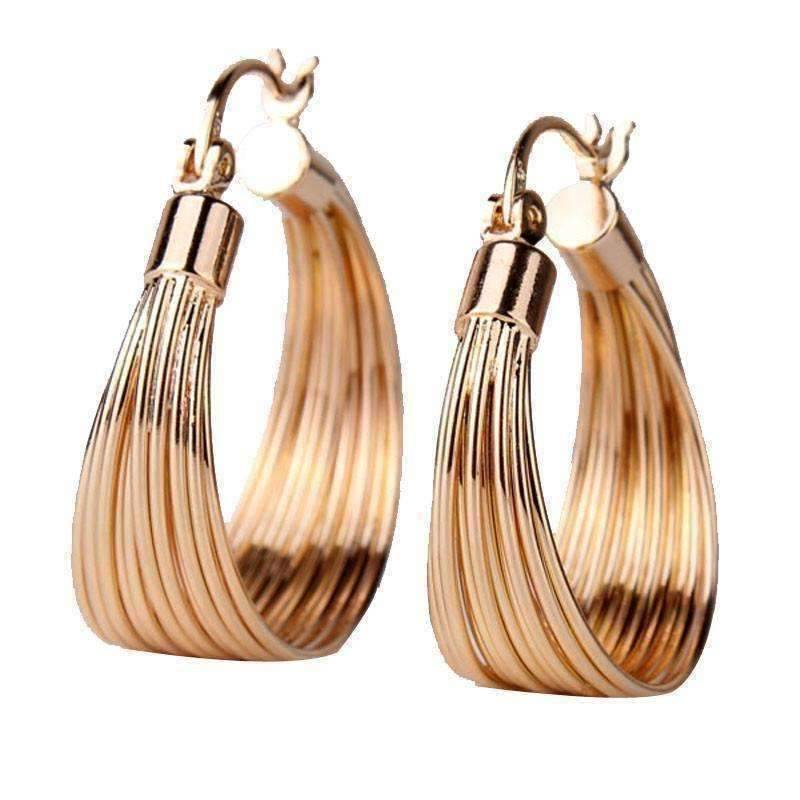 Feshionn IOBI Earrings Gold Silky Threads Hoop Earrings in Silver or Gold