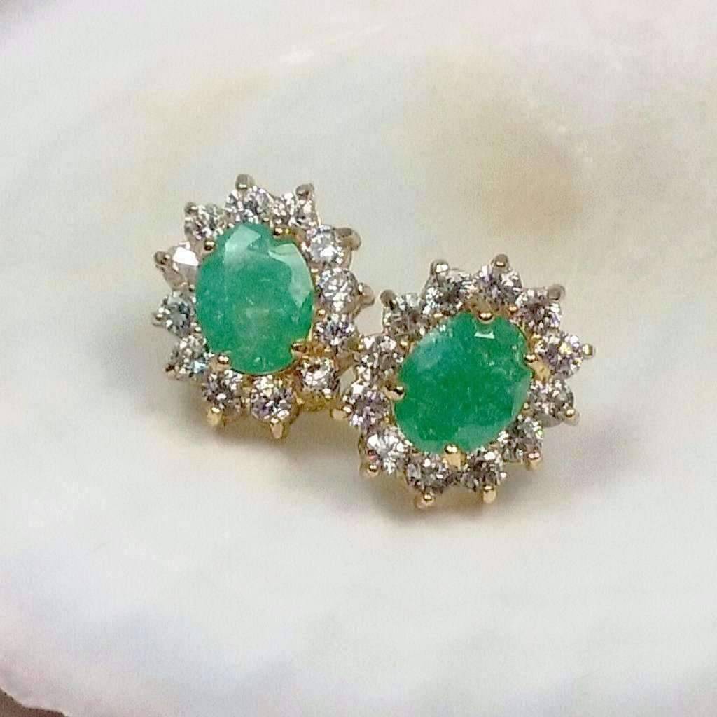 Feshionn IOBI Earrings Green Polished Pastel Druzy Quartz & CZ Stud Earrings - Your Choice of Color