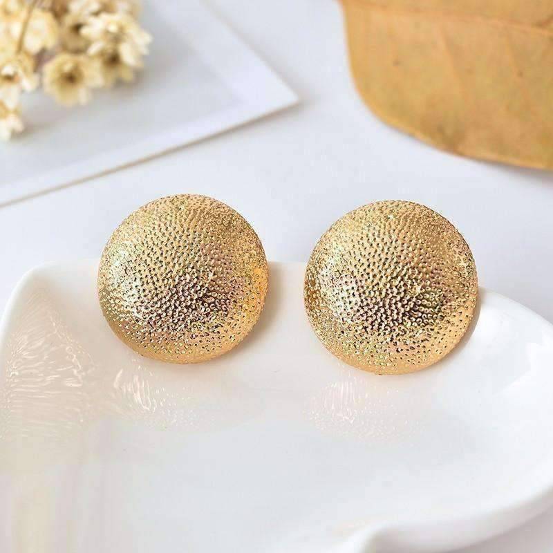 Feshionn IOBI Earrings Hammered Gold Dome Clip-On Earrings