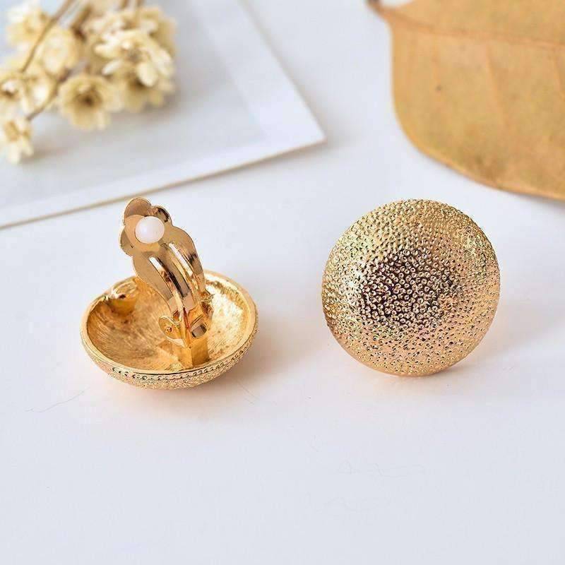 Feshionn IOBI Earrings Hammered Gold Dome Clip-On Earrings