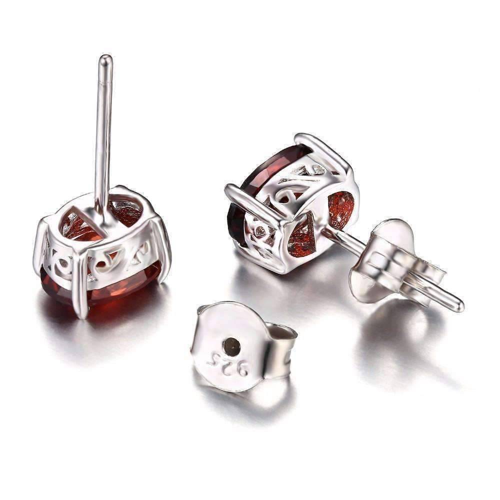 Feshionn IOBI Earrings Legacy Garnet Oval Cut Genuine 1.6CT IOBI Precious Gems Stud Earrings
