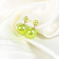 Feshionn IOBI Earrings Lime Marbled Bowling Pin Reversible Pearl Earrings - Nine Funky Colors to Choose!
