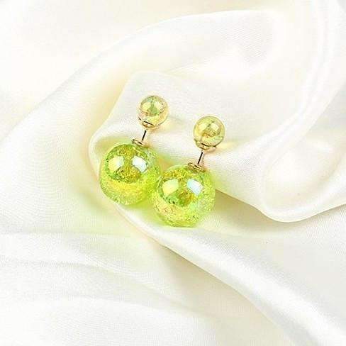 Feshionn IOBI Earrings Lime Marbled Bowling Pin Reversible Pearl Earrings - Nine Funky Colors to Choose!