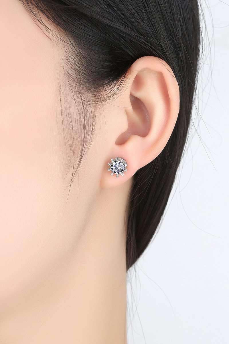 Feshionn IOBI Earrings Majestic Crown IOBI Crystal Silver Stud Earrings in Three Colors