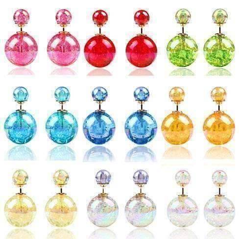 Feshionn IOBI Earrings Marbled Bowling Pin Reversible Pearl Earrings - Nine Funky Colors to Choose!