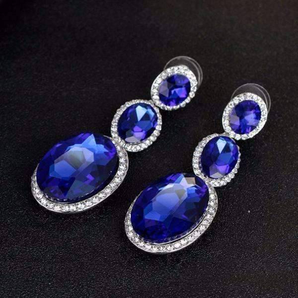 Feshionn IOBI Earrings ON SALE - Evening Elegance Triple Crystal Drop Earrings - Two Colors To Choose