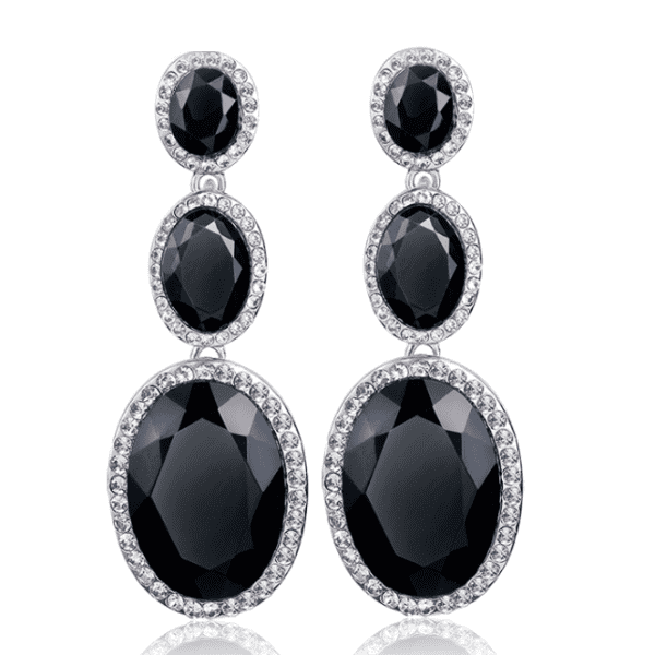 Feshionn IOBI Earrings ON SALE - Evening Elegance Triple Crystal Drop Earrings - Two Colors To Choose