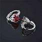 Feshionn IOBI Earrings ON SALE - Heart Shaped Cabernet Red Diamond CZ Solitaire Hoop Earrings