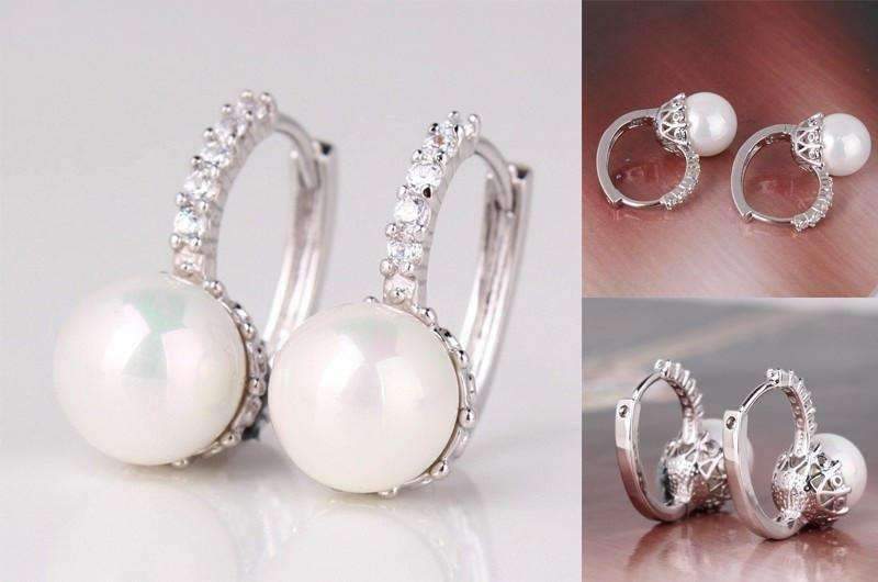 Feshionn IOBI Earrings ON SALE - Pearl Bead Solitaire Hoop Earrings