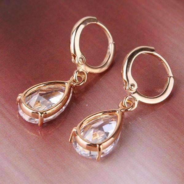 Feshionn IOBI Earrings ON SALE - Raindrop Diamond Dust Infused Dangling Earrings in Diamond White or Blushing Pink