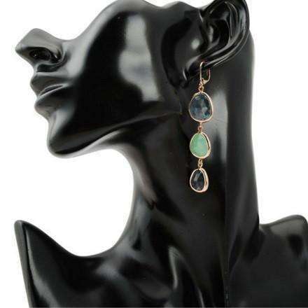 Feshionn IOBI Earrings ON SALE - Shades Graduated Tri-Tone Dangling Crystal Lever Back Earrings ~ Five Colors to Choose