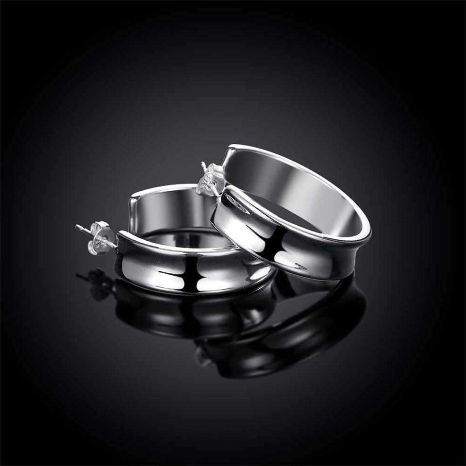 Feshionn IOBI Earrings ON SALE - Silver Smooth Hoop Stud Earrings