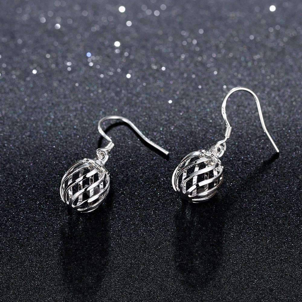 Feshionn IOBI Earrings ON SALE - Silver Swirl Bead Dangling French Hook Earrings