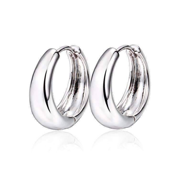 Feshionn IOBI Earrings ON SALE - Smooth Platinum Bold Huggie Hoop Earrings