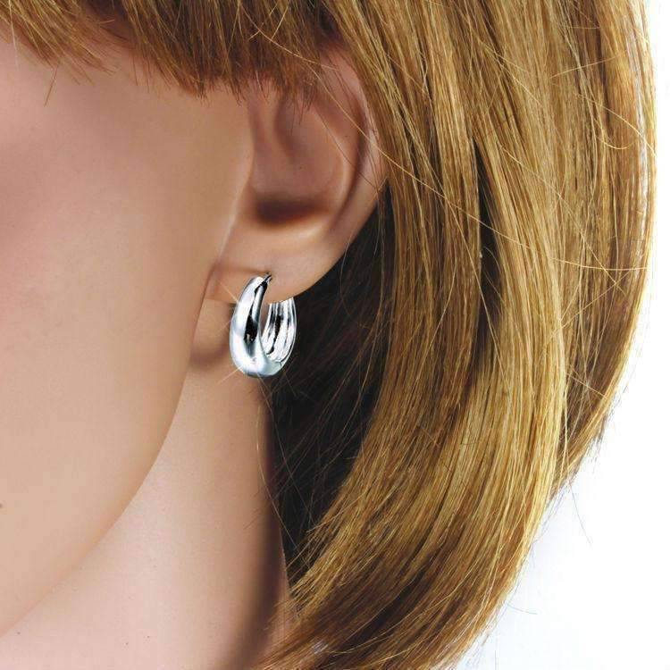 Feshionn IOBI Earrings ON SALE - Smooth Platinum Bold Huggie Hoop Earrings