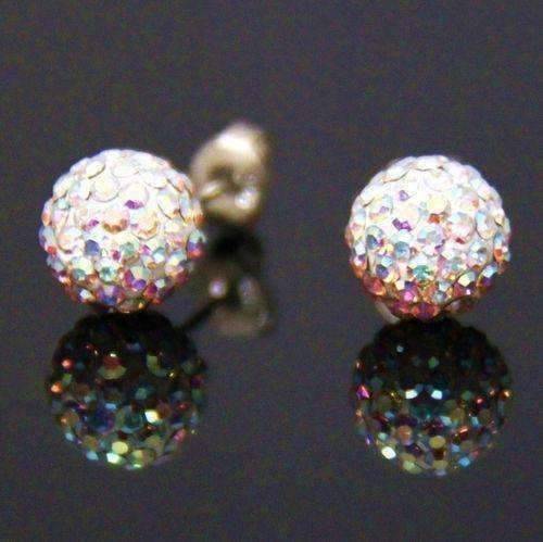 Feshionn IOBI Earrings Opal Shamballa Colorful Opal Crystals on 925 Silver Stud Earrings