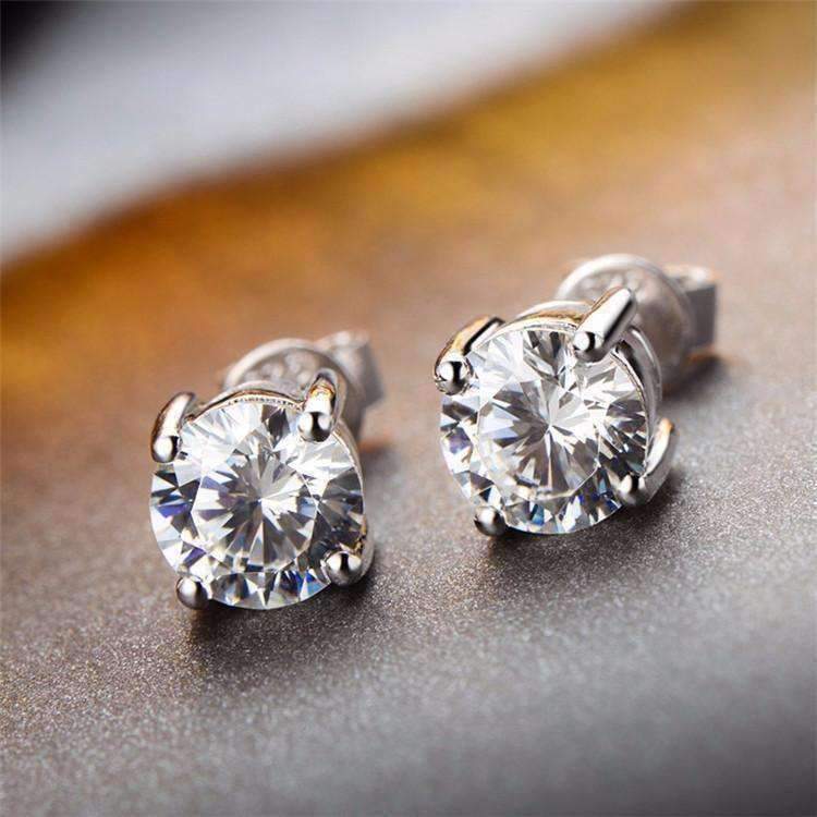 Diamond Stud Earrings, 0.5, 1 & 2 Carat Man Made Diamond Simulant