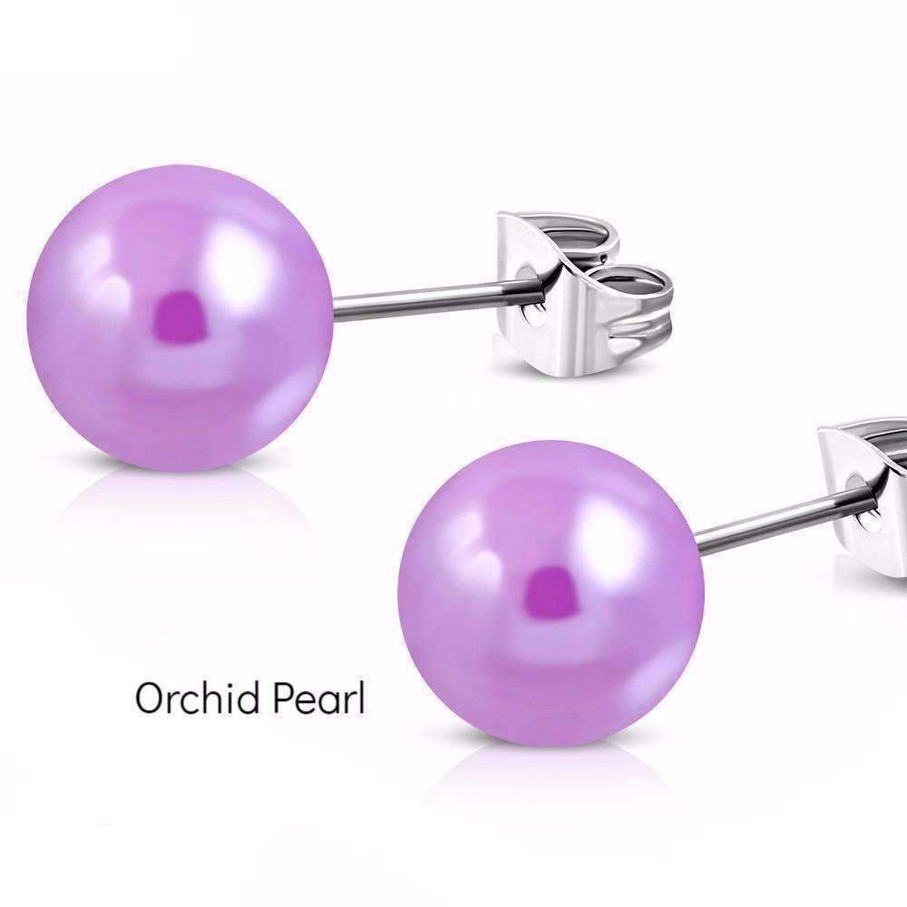 Feshionn IOBI Earrings Orchid Pearl Colorful Medley Pearl Bead Earrings on Stainless Steel ~ 11 Colors to Choose!