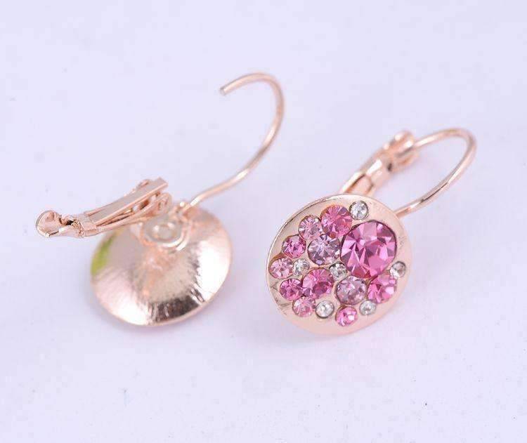 Feshionn IOBI Earrings Party Confetti Austrian Crystal Rose Gold Plated Leverback Earrings