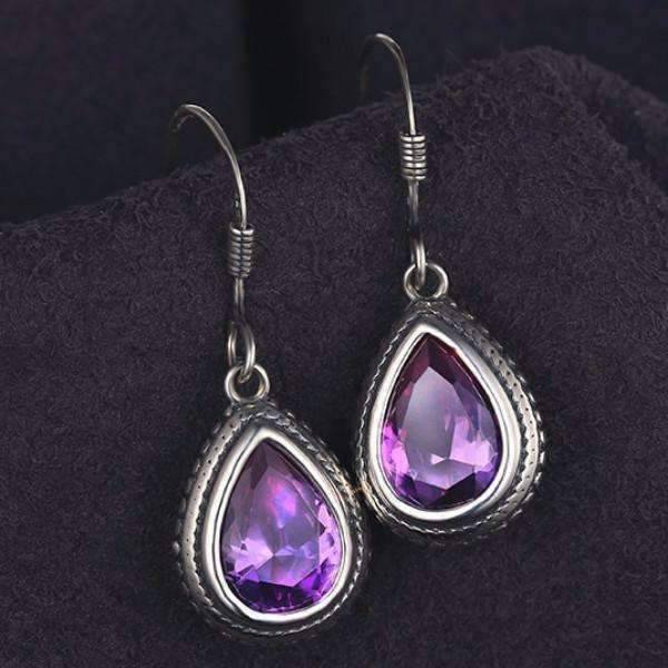Feshionn IOBI Earrings Pear Alexandrite Sapphire Earrings Bezel Set Alexandrite Sapphire Pear 2.1CT IOBI Precious Gems Earrings