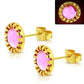 Feshionn IOBI Earrings Pink / 18K Gold Plated ON SALE - Aurora Borealis Glass Button Stud Stainless Steel Earrings