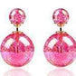 Feshionn IOBI Earrings Pink Marbled Bowling Pin Reversible Pearl Earrings - Nine Funky Colors to Choose!
