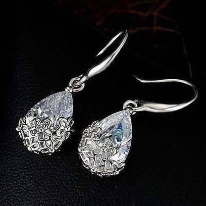 Feshionn IOBI Earrings Platinum Plated ON SALE - Infused Diamond Dust Dangling Earrings