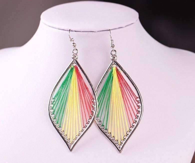 Feshionn IOBI Earrings Primary Global Beauty Silk Thread String Art Drop Earrings In Three Colors