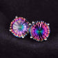 Feshionn IOBI Earrings Rainbow Fire Genuine Mystic Topaz Round Cut 2CTW IOBI Precious Gems Stud Earrings