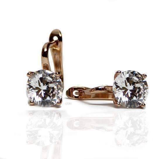 Feshionn IOBI Earrings Rose Gold Lover's Solitaire IOBI Crystals Earrings