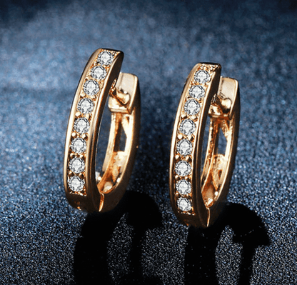 Feshionn IOBI Earrings Rose Gold Tiniest Channel Set Sparkly CZ Diamond Hoop Earrings