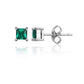 Feshionn IOBI Earrings Royal Green Princess Cut 0.6 CT Simulated Emerald Stud Earrings
