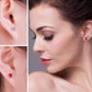 Feshionn IOBI Earrings Royal Red Princess Cut 0.8 CT Simulated Ruby Stud Earrings