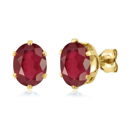 Feshionn IOBI Earrings Ruby 3CTW Natural African Red Ruby IOBI Precious Gems Stud Earrings