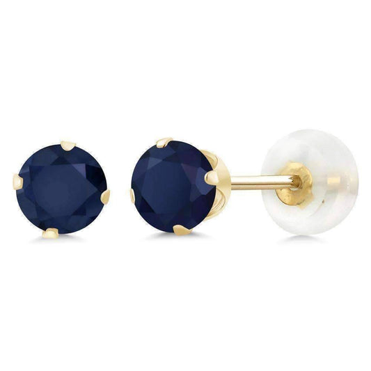 Feshionn IOBI Earrings Sapphire 1.20CTW Genuine Sapphire IOBI Precious Gems Stud Earrings