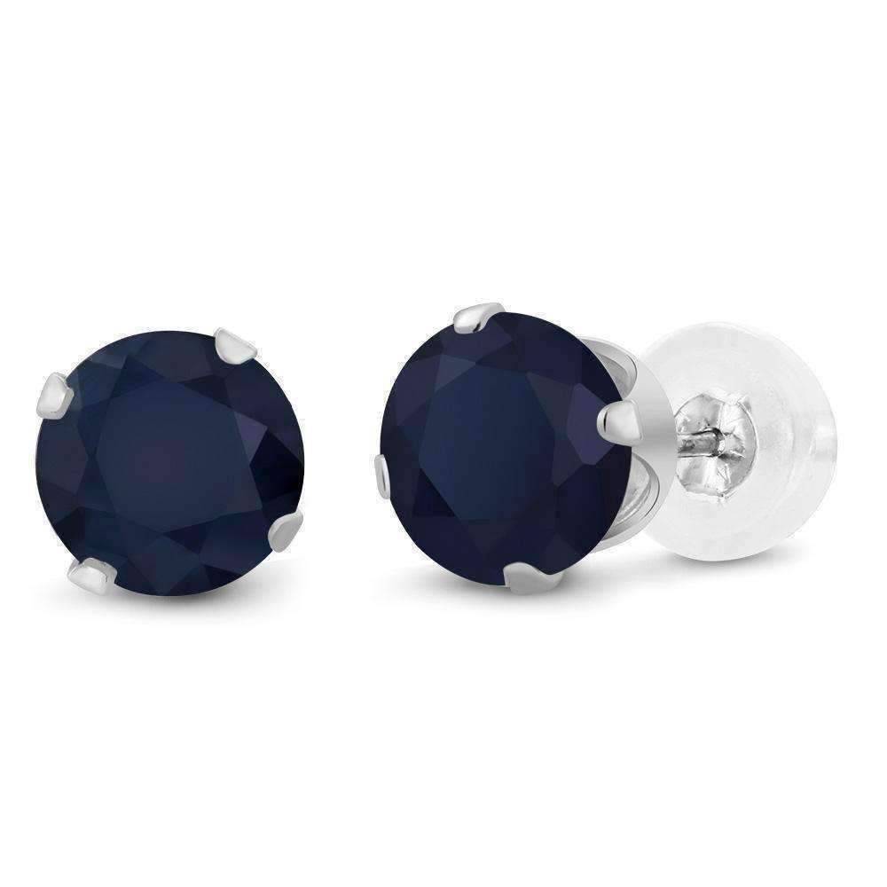 Feshionn IOBI Earrings Sapphire 2.12CTW Genuine Sapphire IOBI Precious Gems Stud Earrings