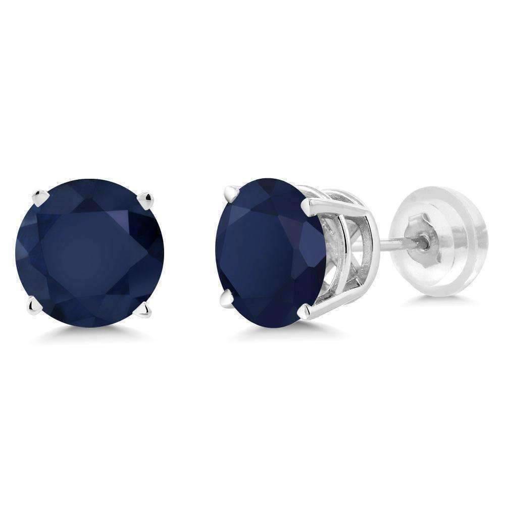 Feshionn IOBI Earrings Sapphire 2CTW Genuine Sapphire 14K White Gold IOBI Precious Gems Stud Earrings