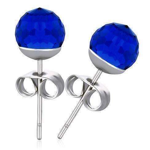 Feshionn IOBI Earrings Sapphire Blue CLEARANCE - Disco Ball Faceted Crystal Stud Earrings - Eight Colors!