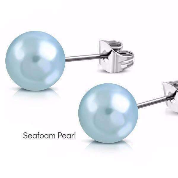 Feshionn IOBI Earrings Seafoam Pearl Colorful Medley Pearl Bead Earrings on Stainless Steel ~ 11 Colors to Choose!